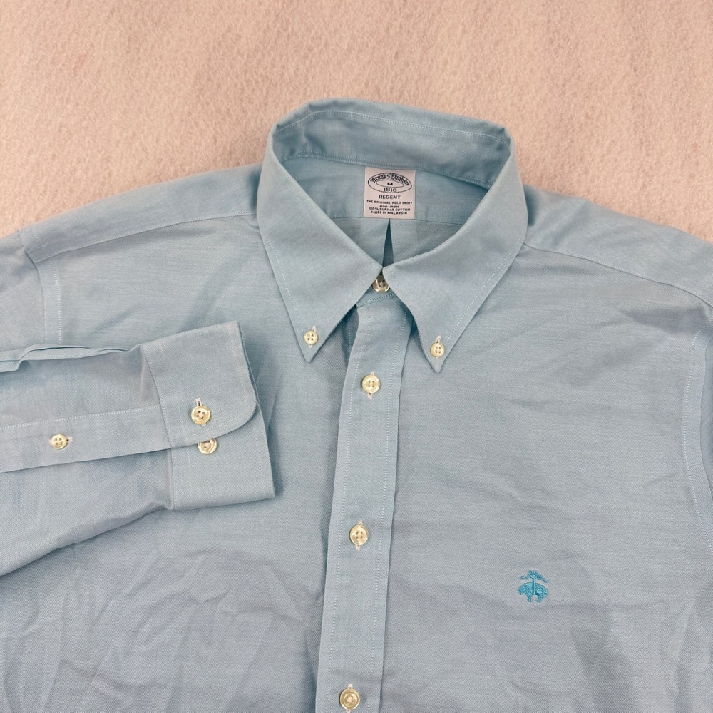 Brooks Brothers Regent Non-Iron Oxford Long Sleeve Button Down Men M Blue Preppy